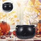 Halloween Themed Decorations Large Size Witch Bucket Plastic Round Basket Candy Cauldron Bucket Witch Basket Plastic Treat Black