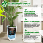 15.7"/22.5" Tall Planters Set Of 2, Self Watering Indoor Outdoor Front Porch Planter Pots With Drainage & Monitor Bucket