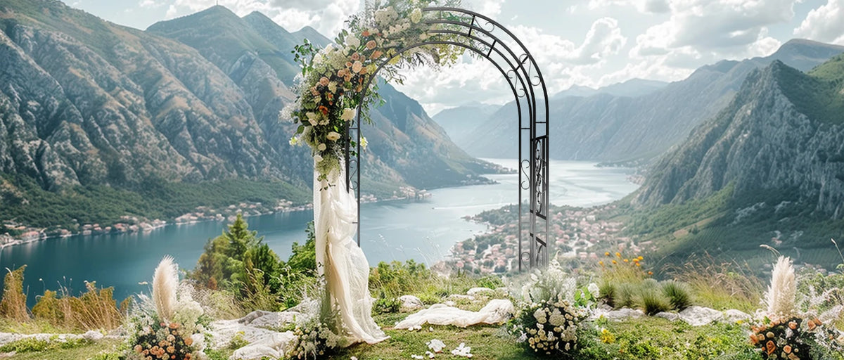 Heavy Duty Metal Garden Arbor Vine Flower Frame Plant Arch Trellis for Clambing Plants