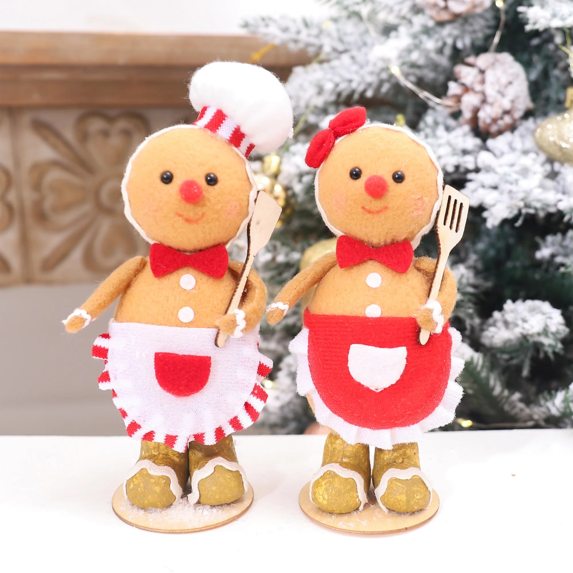 Christmas Chef Gingerbread Man Desktop Ornament for New Year Party Home Supply Decor Holiday Xmas Gift Decoration