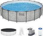 Steel Pro MAX  Above Ground Pool, Round Metal Frame Outdoor Swimming Pool Set with Filter Pump, Ladder, and, Custom