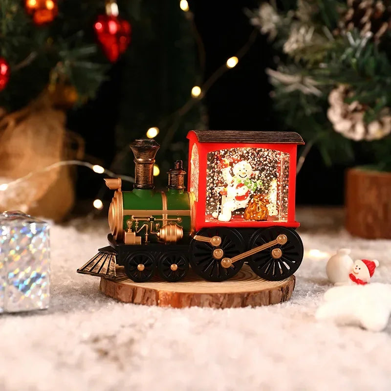 Christmas Gift Christmas Crystal Ball Ornaments LED Lights Train Santa Claus Merry Christmas Decoration for Home Party Xmas