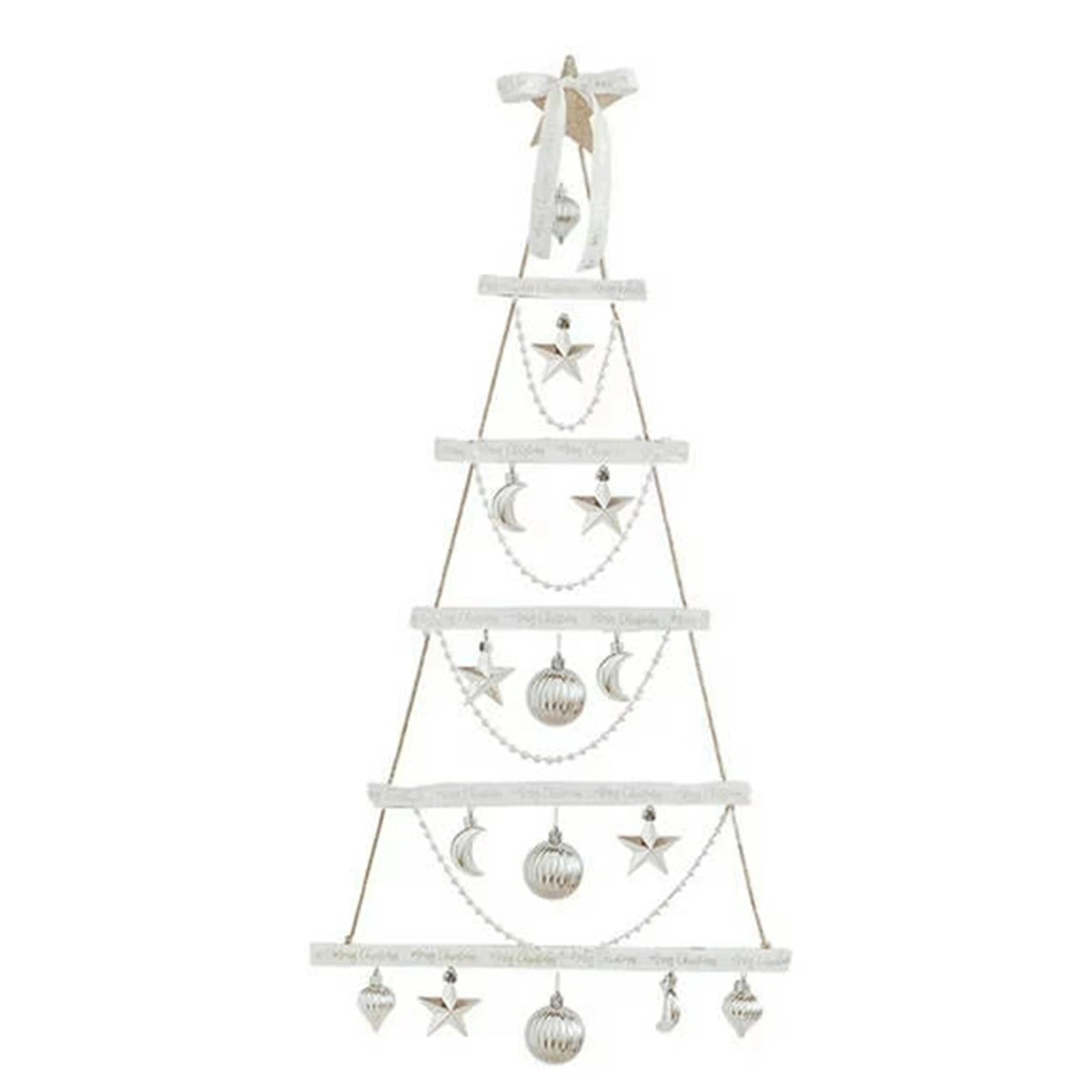 Christmas Tree Wall Decoration Glowing LED Red Bow Snowman Pine Cone Festive Home Indoor Hanging Accessory Set