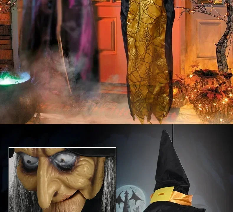 Halloween Witch Ghost Decor Horror Pendant Glowing Prank Props Electric Toys Haunted House Bar Club Home Festival Decoration