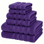 6 Piece Fade Resistant 100% Cotton Towel Set for Bathroom, Soft and Absorbent, 2 Bath Towels, 2 Hand Towels, 2 Washcloths