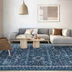 Rug for Living Room, Machine Washable, Non-Slip,Stain & Water Resistant, Low-Pile Moroccan Trellis Hallway Vintage Foldable Rug