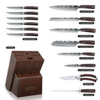 MDHAND Knife Sets for Kitchen 14 Pieces with Knife Holder High Carbon Stainless Steel Damascus Pattern Sharp Chef Knife Set