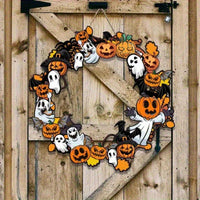 Halloween Wooden Sign Pumpkin Ghost Hanging Wood Plaque Wreath Accessory Home Wall Room Cafe Shop DIY Holiday Party Decoration
