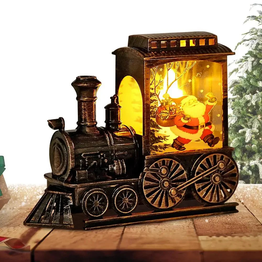 Christmas Gift Christmas Crystal Ball Ornaments LED Lights Train Santa Claus Merry Christmas Decoration for Home Party Xmas