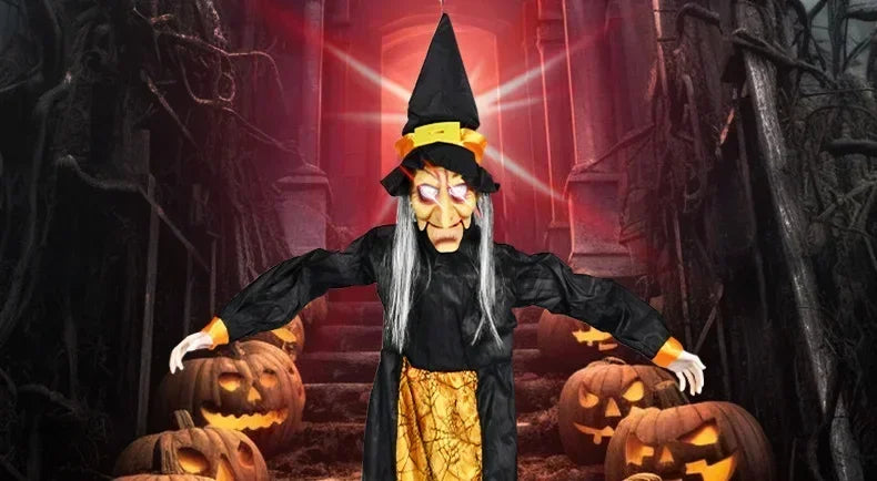 Halloween Witch Ghost Decor Horror Pendant Glowing Prank Props Electric Toys Haunted House Bar Club Home Festival Decoration