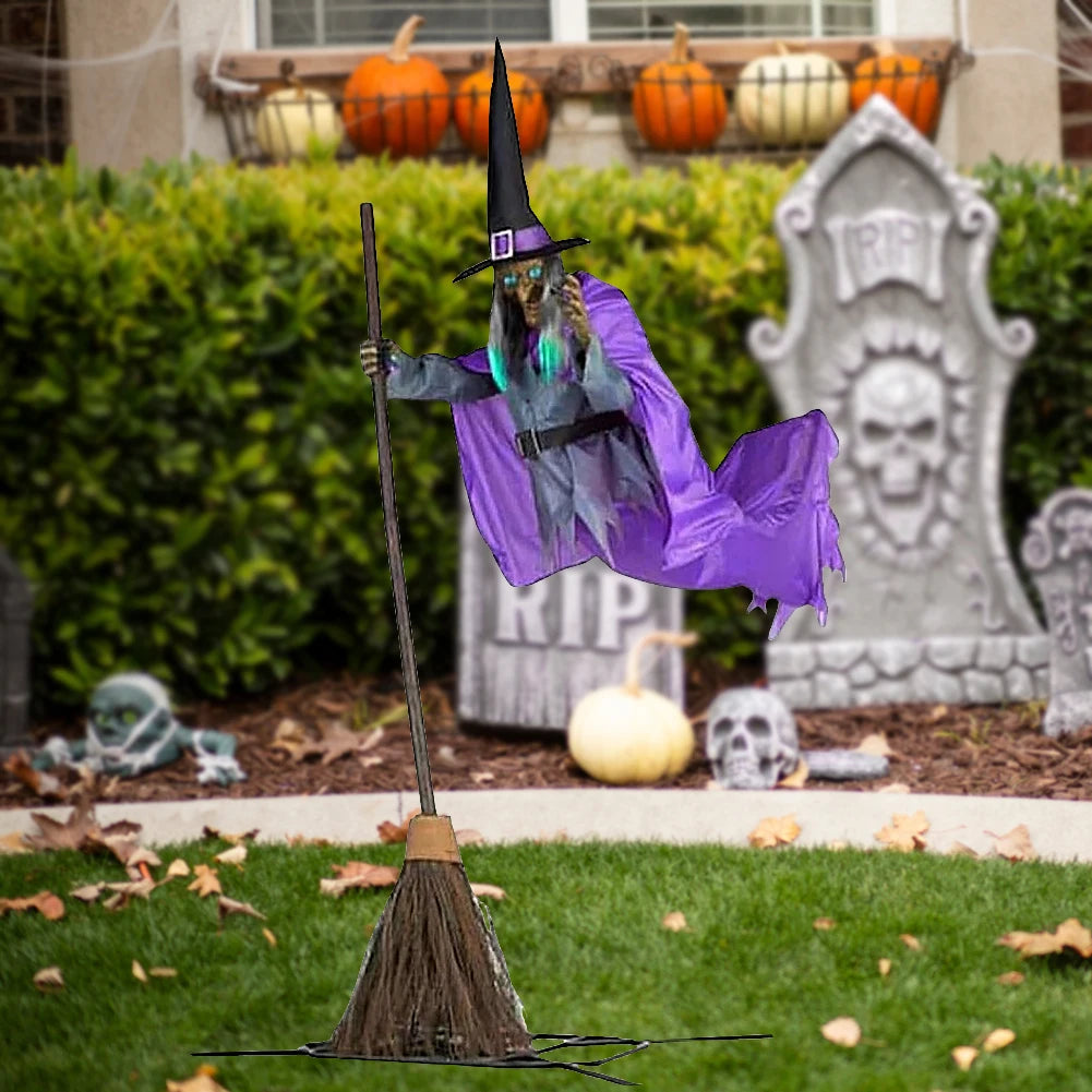 Halloween Decoration Flying Witch with Scary Sounds & Lights Large Hanging Luminous Soundmaking Bar House Horror Decoration