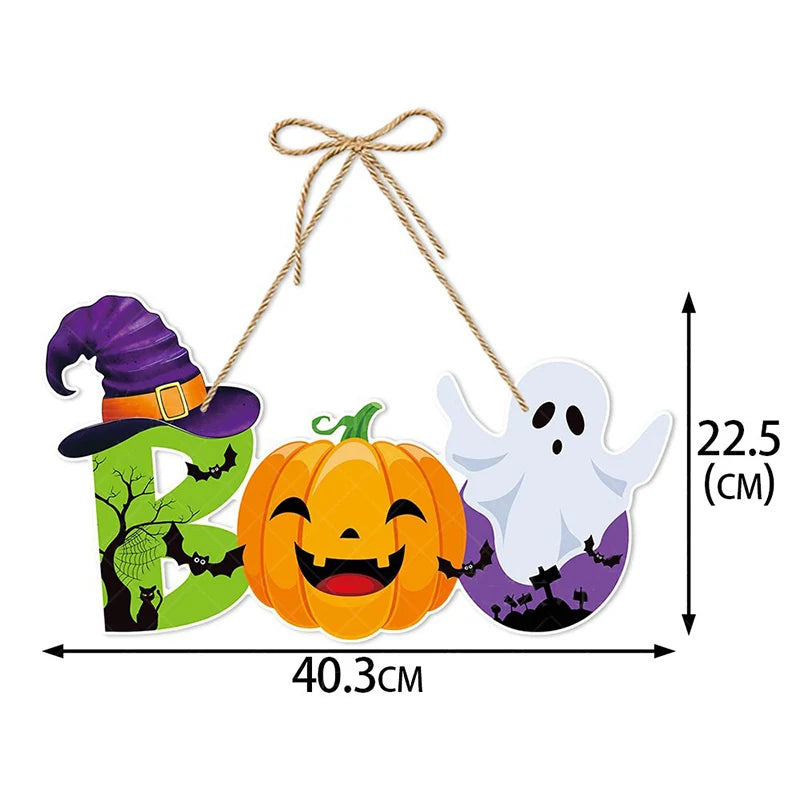 Halloween Paper Hanging Sign Spooky Pumpkin Witch Ghost Front Door Hanger Welcome Sign DIY Halloween Party Decoration 2023