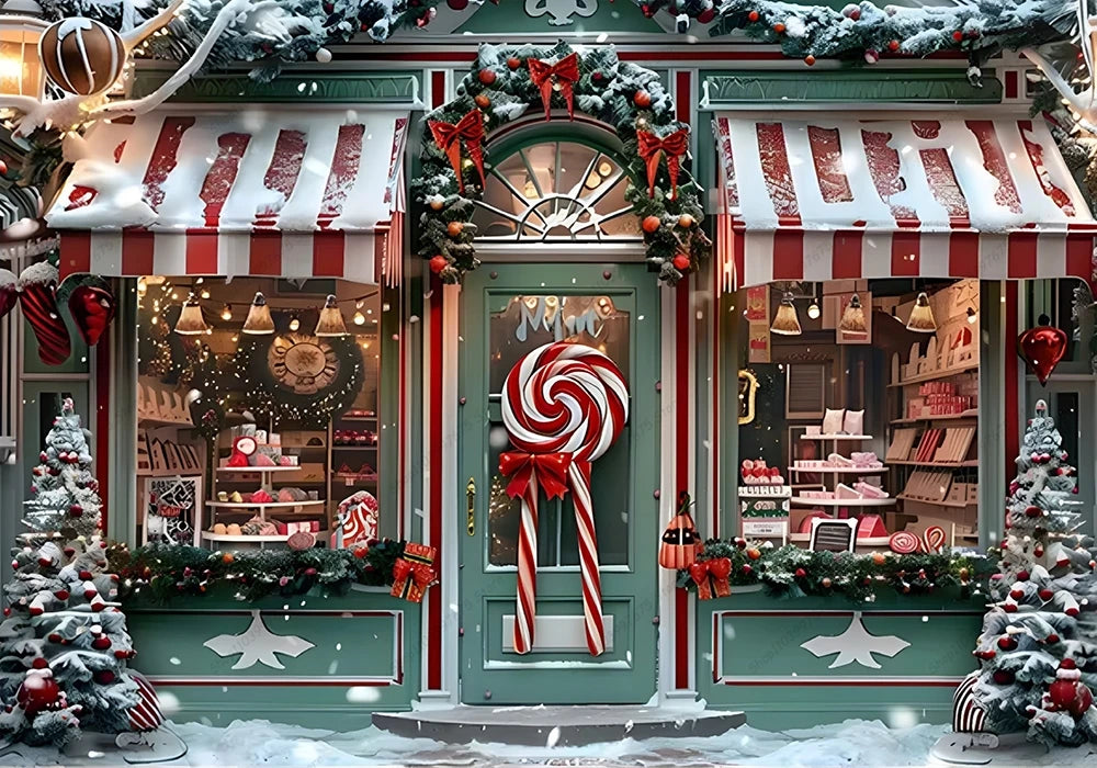 Christmas Photography Backdrop Vinyl Santa's Toy Shop Decoration Backdrop for Xmas Party Supplies Photo Background Studio Decor