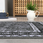 Rug for Living Room, Machine Washable, Non-Slip,Stain & Water Resistant, Low-Pile Moroccan Trellis Hallway Vintage Foldable Rug