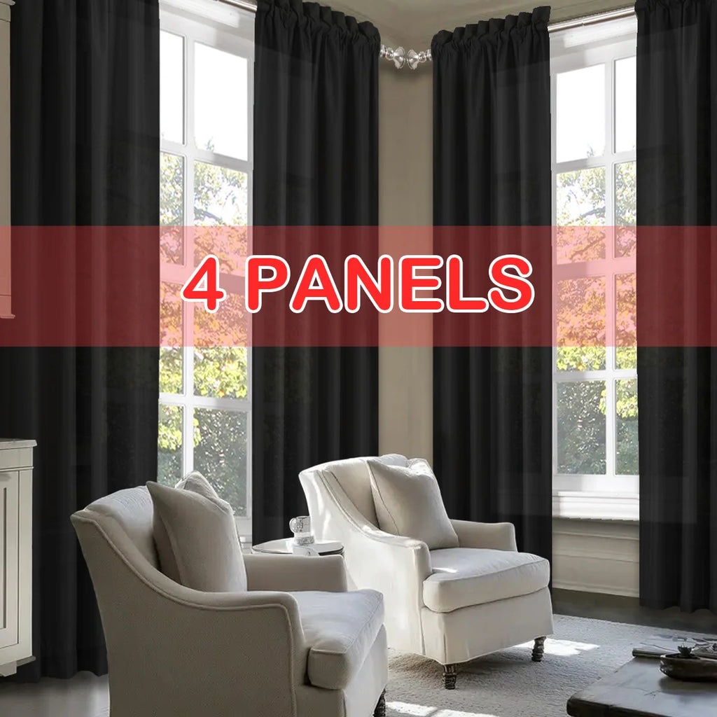 4pcs Light Filtering Curtains - Elegant Colour Fade-Resistant Polyester with Rod Pocket Design, Perfect for Living Room, Bedroom