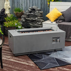 Outdoor Fire Pit Table Propane Gas Fire Pits Outdoor Fireplaces 42'' Rectangular Firepit Table, 2 Pieces in 1, 50,000 BTU