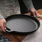 Multifunctional Cast Iron Skillet Non-Stick Design for Pizza Grilling Pancakes Compatible with All Stove Types