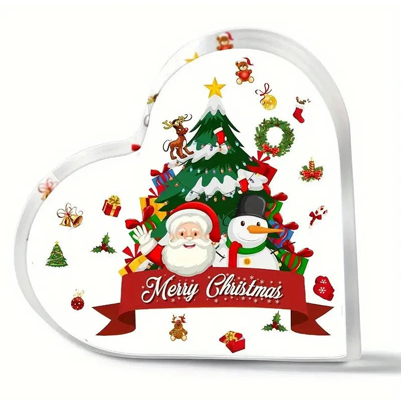 Christmas Atmosphere Heart Acrylic Ornament Desktop Decoration Transparent Stand