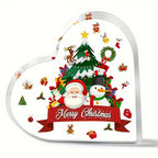 Christmas Atmosphere Heart Acrylic Ornament Desktop Decoration Transparent Stand
