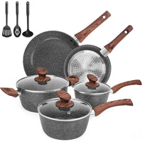 Granite Pots and Pans Set Ultra Nonstick, 11 Piece Die-Cast Cookware Sets with Frying Pan, Sauce Pan, Stockpot,