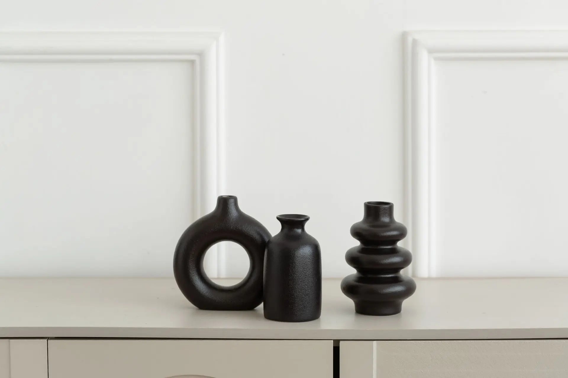 Set of 3 Bohemian Ceramic Vases