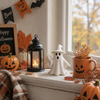 Halloween ghost ornament, 3D printed funny ghost figurine in an OK pose, suitable for home decoration, living room, bedroom