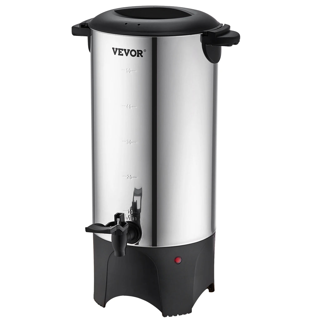 SucceBuy Commercial Coffee Urn 50 Cups Stainless Steel Large Coffee Dispenser 1000W Electric Coffee Maker Urn For Quick Brewing