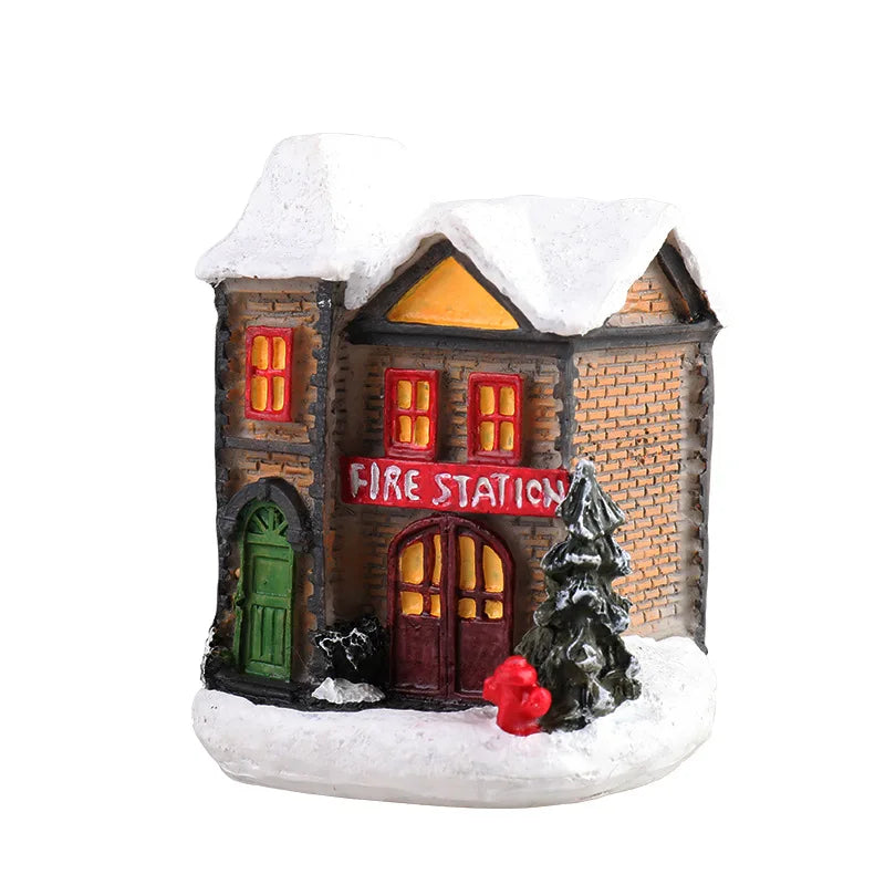 Christmas Led Light House Christmas Tree Ornaments LED Resin Small Village House Xmas Glow Decor Gift Happy New Year Decors DC05
