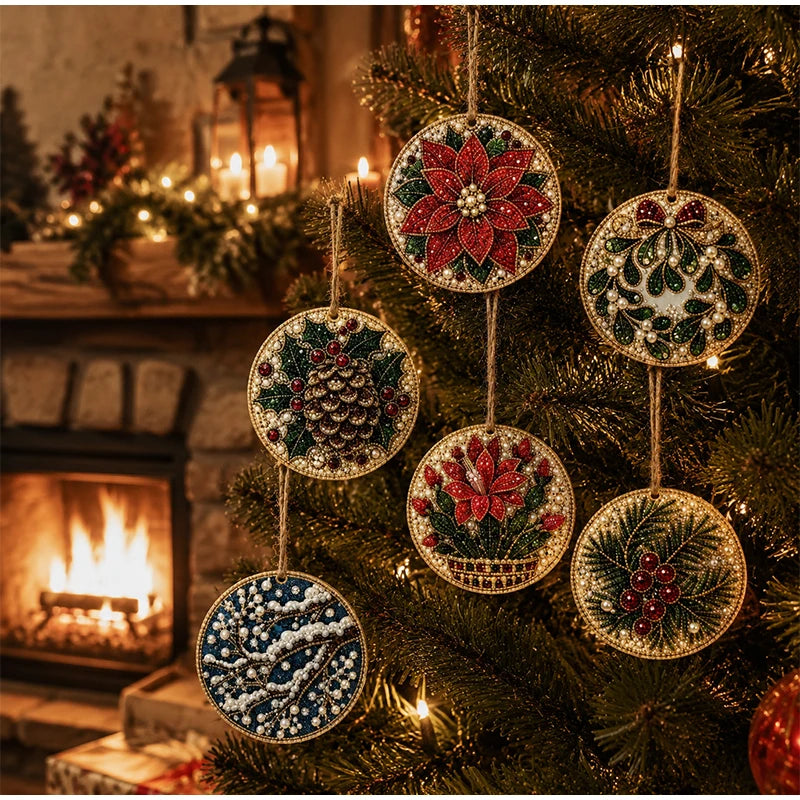 Christmas Diamond Painting Kit DIy Christmas Wooden Ornaments Xmas Snowman Reindeer Hanging Decor Relaxing Project Holiday Gifts