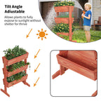 4-Tier Vertical Raised Planter Box Elevated Garden Bed Outdoor Wooden Herb Vegetable Ladder Troughs for Gardening