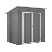 6x4 Ft Heavy Duty Metal Outdoor Storage Shed Lockable Double Doors with Floor Frame All Weather Utility Cabinet Backyard Patio