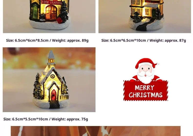 Christmas Led Light House Christmas Tree Ornaments LED Resin Small Village House Xmas Glow Decor Gift Happy New Year Decors DC05
