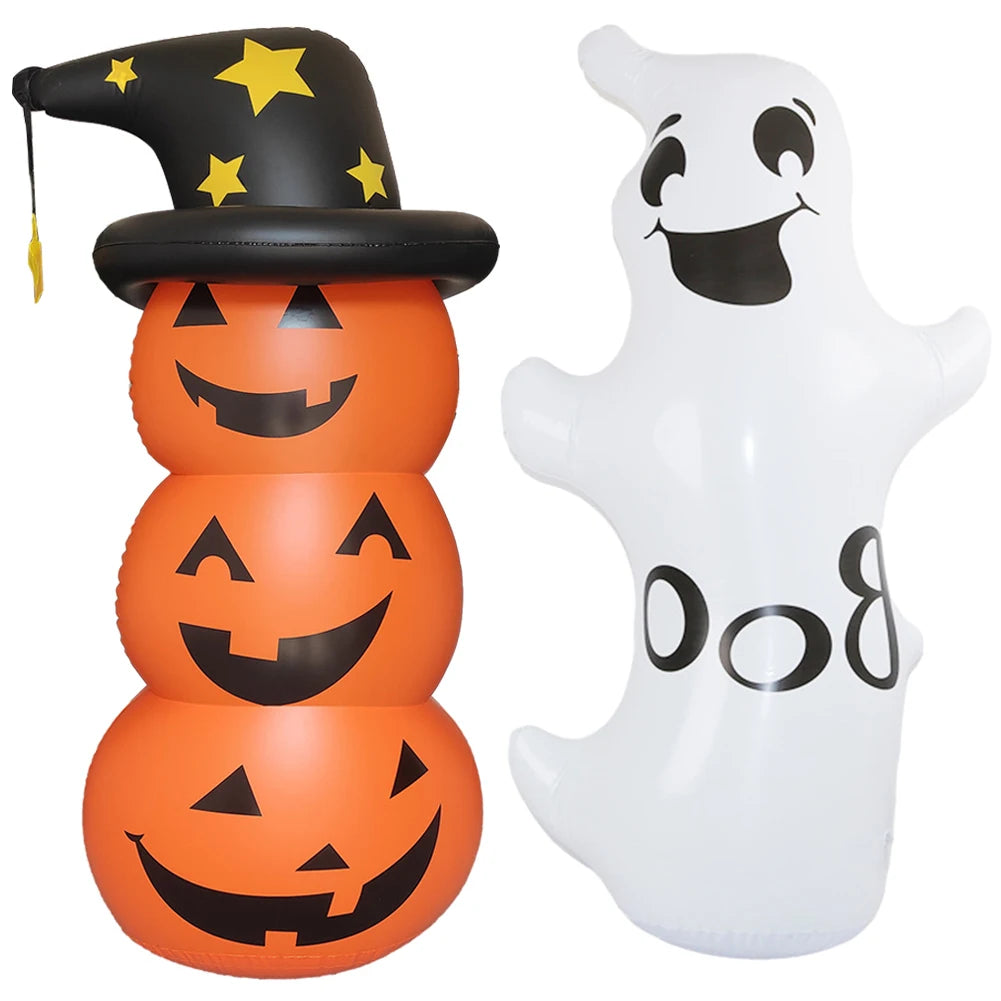 Halloween Standing Inflatable Pumpkin Windproof Inflatable Pumpkin Ghost Horror Festival Theme Indoor Outdoor Garden Decorations