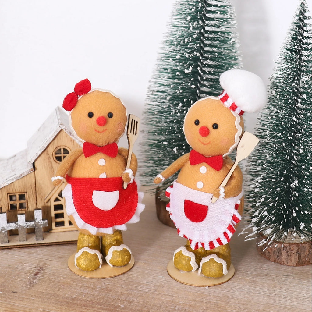 Christmas Chef Gingerbread Man Desktop Ornament for New Year Party Home Supply Decor Holiday Xmas Gift Decoration
