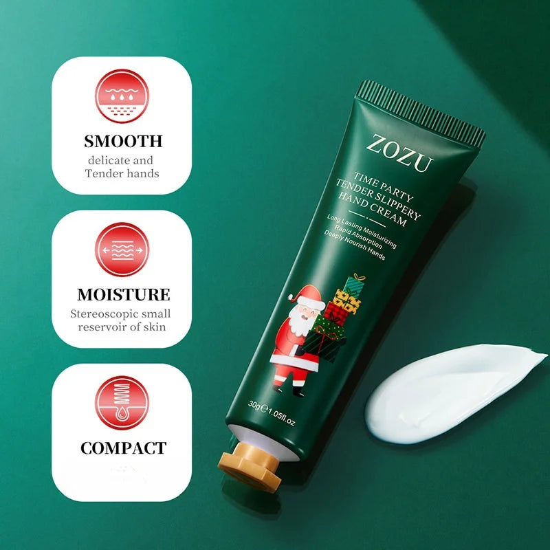 Christmas Hand Cream Set, Contains 3 Styles, Each 30g, Contains Niacinamide, Hyaluronic Acid and Other Ingredients, Moisturizing Texture, Nourishes the Skin, and Has a Light Fragrance Seasonal Maintenance, Christmas-Themed Pa