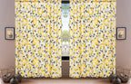 DaDa Bedding Set of 2 Botanical Floral Window Curtain Panels - Natural Semi Sheer Yellow Fleur Golden Orange Spring Time Tulips Straight Tailored Edge