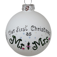 Christmas Keepsake Glass Ornament - First Christmas as Mr and Mrs