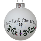 Christmas Keepsake Glass Ornament - First Christmas as Mr and Mrs