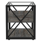 Set of 2 Modern End Tables with Drawer - Nightstands