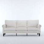 83 Inch Faux Leather Rolled Arm Sofa with Nailhead Trim