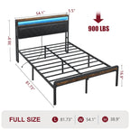 Full Size Metal Platform Bed Frame with Adjustable Upholstered Headboard