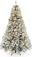 6.5ft Pre-Lit Snow Flock Christmas Tree, Warm White
