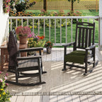 Outdoor Rocking Chair Set of 2, HDPE Patio Rocking Chair for Adults, Oversized Outdoor Rocker for Porch Garden Lawn,Grey