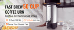 SucceBuy Commercial Coffee Urn 50 Cups Stainless Steel Large Coffee Dispenser 1000W Electric Coffee Maker Urn For Quick Brewing