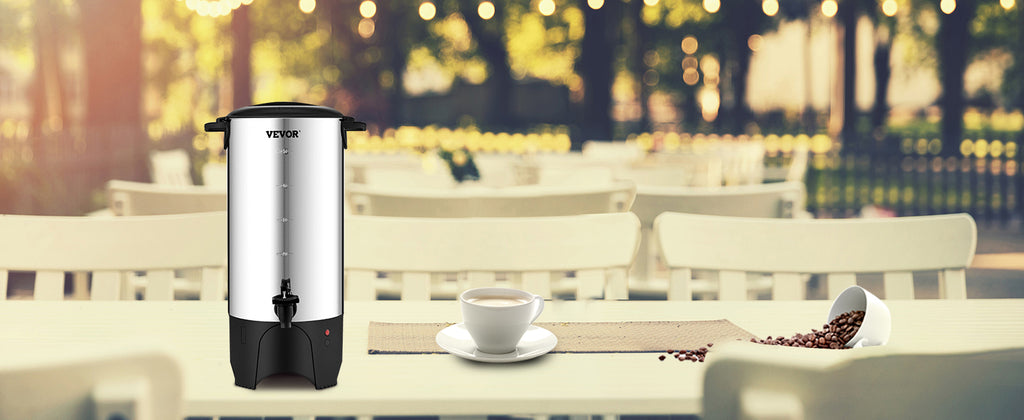 SucceBuy Commercial Coffee Urn 50 Cups Stainless Steel Large Coffee Dispenser 1000W Electric Coffee Maker Urn For Quick Brewing