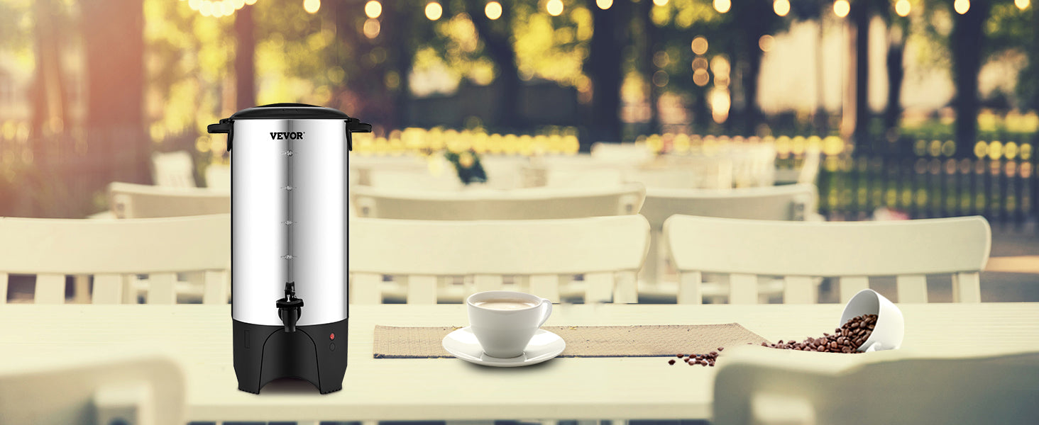 SucceBuy Commercial Coffee Urn 50 Cups Stainless Steel Large Coffee Dispenser 1000W Electric Coffee Maker Urn For Quick Brewing