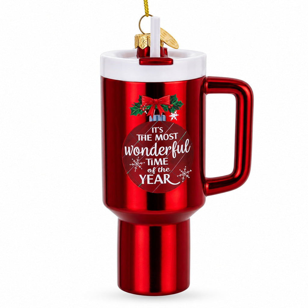 Holiday Coffee Mug Tumbler Glass Christmas Ornament