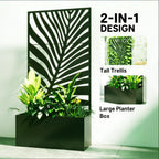 Outdoor Raised Garden Bed with Privacy Screen and Metal Planter Box