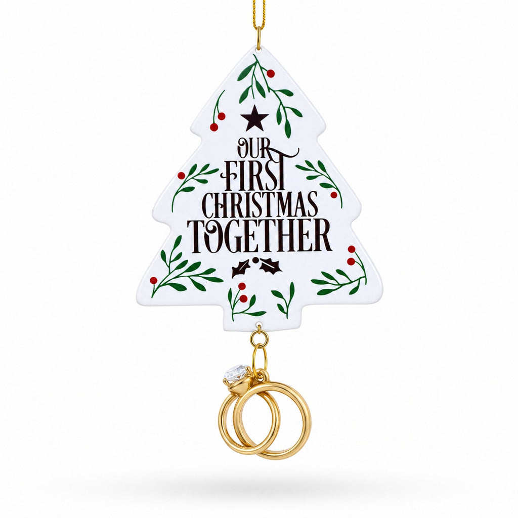 Our First Christmas Together Tree with Wedding Rings Resin Christmas Ornament