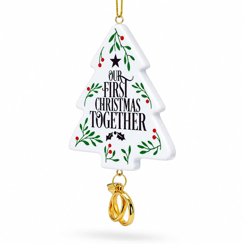 Our First Christmas Together Tree with Wedding Rings Resin Christmas Ornament
